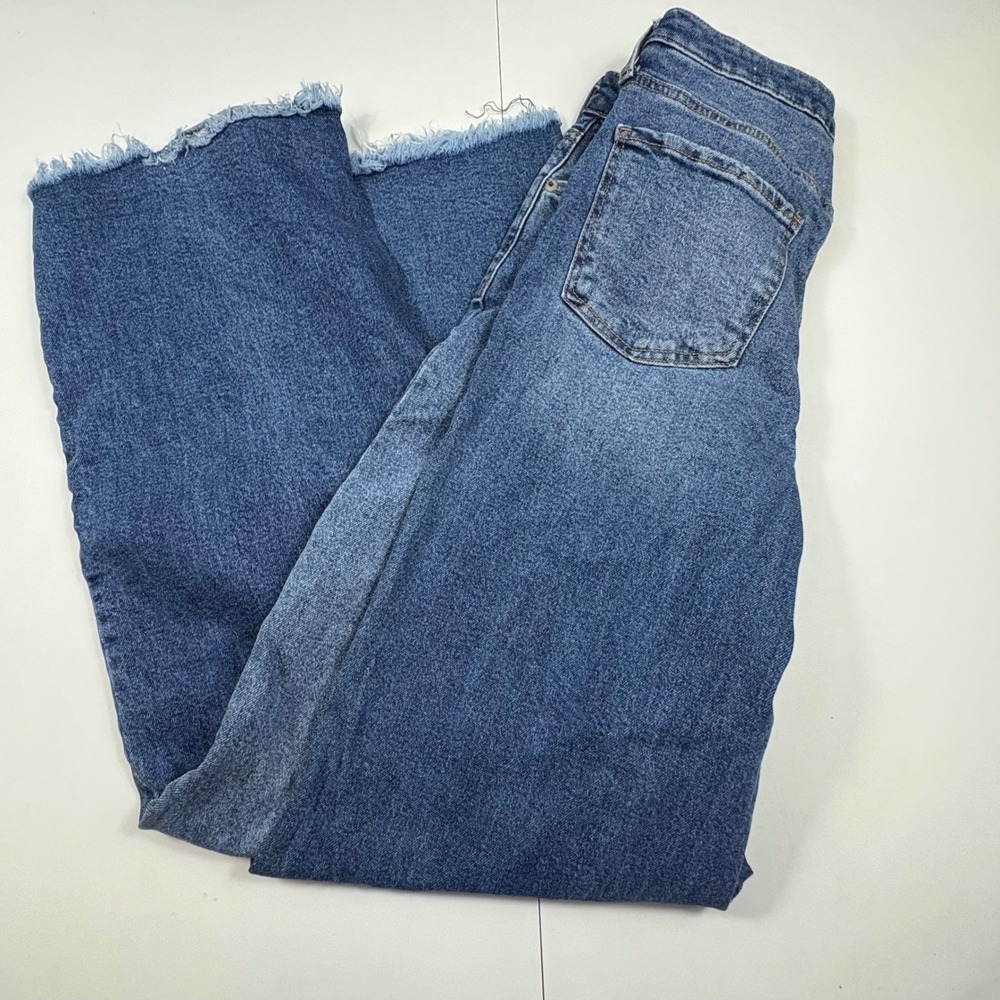 BCBGeneration Womens High Rise Wide Leg Jeans Blue Raw Hem Size 7/28 - Picture 10 of 11